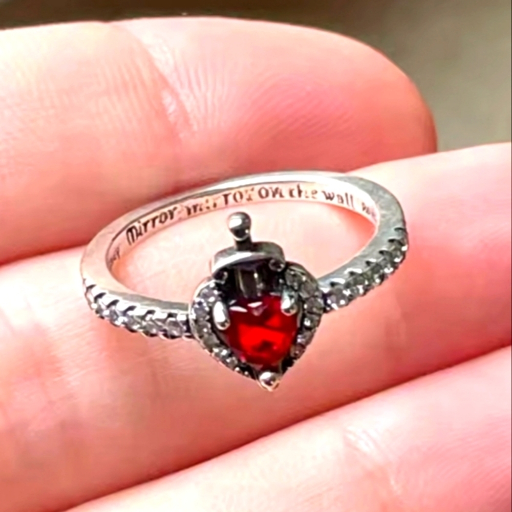 Heart-Shaped Red Gemstone 925 Sterling Silver Ring Sz 8